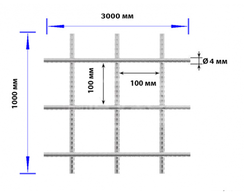 Сетка сварная 100x100x4 1х3